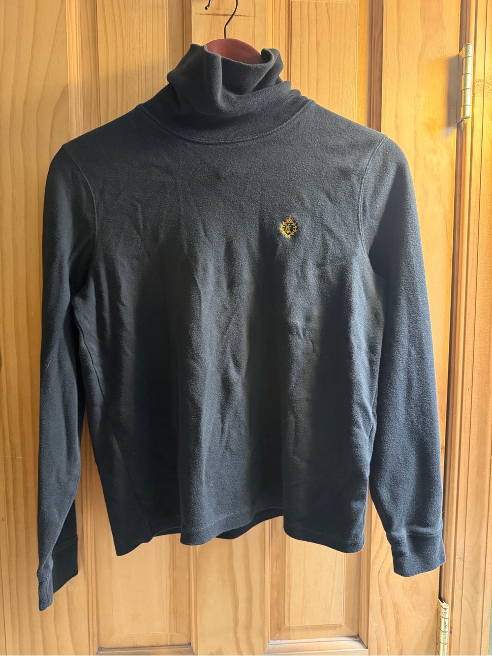 Ralph Lauren Black Turtleneck Sweater with Gold Crest